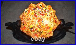 Vintage Art Deco Gondolas Spatter Glass Starburst Globe Table Lamp Working (s)