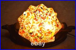 Vintage Art Deco Gondolas Spatter Glass Starburst Globe Table Lamp Working (s)