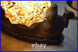 Vintage Art Deco Gondolas Spatter Glass Starburst Globe Table Lamp Working (s)