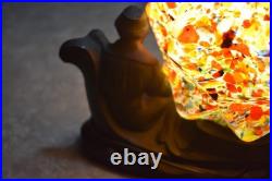 Vintage Art Deco Gondolas Spatter Glass Starburst Globe Table Lamp Working (s)
