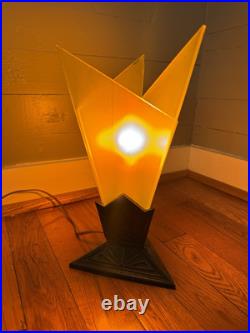 Vintage Art Deco Gothic Style Table Lamp Sharp Glass Aggressive Metal Luxury