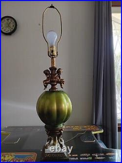 Vintage Art Deco Green Dome Lamp With cherubs. 33