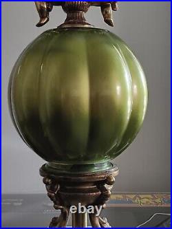 Vintage Art Deco Green Dome Lamp With cherubs. 33