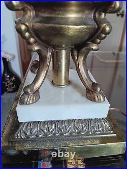 Vintage Art Deco Green Dome Lamp With cherubs. 33