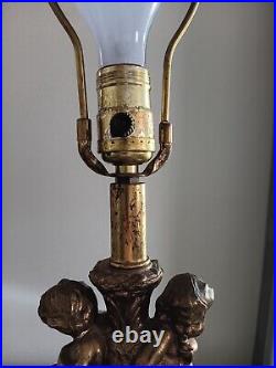 Vintage Art Deco Green Dome Lamp With cherubs. 33