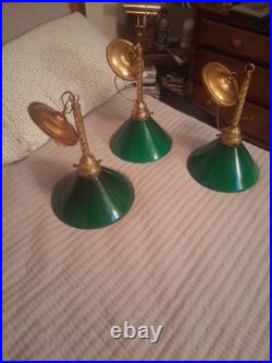 Vintage Art Deco Green Glass Pendant Lamps