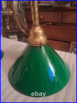 Vintage Art Deco Green Glass Pendant Lamps
