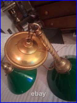 Vintage Art Deco Green Glass Pendant Lamps