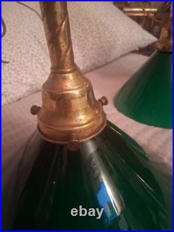 Vintage Art Deco Green Glass Pendant Lamps