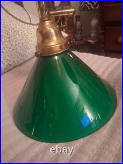 Vintage Art Deco Green Glass Pendant Lamps