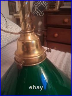 Vintage Art Deco Green Glass Pendant Lamps