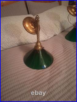 Vintage Art Deco Green Glass Pendant Lamps