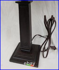 Vintage Art Deco Handmade Slag Glass Shade Cast Iron Table Lamp 22x14 READ