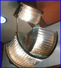 Vintage Art Deco Hanging Ship Glass Rod Ceiling Fixture Light Chandelier Lamp
