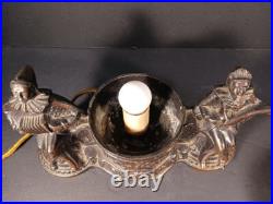 Vintage Art Deco Harlequin & Jester Musicians Amber Globe TV Lamp 1930s