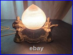 Vintage Art Deco Harlequin & Jester Musicians Amber Globe TV Lamp 1930s VIDEO