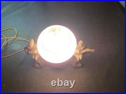 Vintage Art Deco Harlequin & Jester Musicians Amber Globe TV Lamp 1930s VIDEO