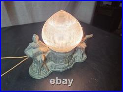 Vintage Art Deco Harlequin & Jester Musicians Amber Globe TV Lamp 1930s VIDEO