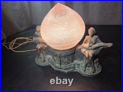 Vintage Art Deco Harlequin & Jester Musicians Amber Globe TV Lamp 1930s VIDEO