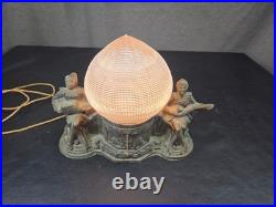 Vintage Art Deco Harlequin & Jester Musicians Amber Globe TV Lamp 1930s VIDEO