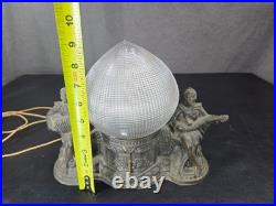 Vintage Art Deco Harlequin & Jester Musicians Amber Globe TV Lamp 1930s VIDEO