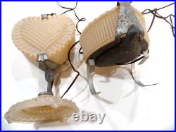 Vintage Art Deco Heart Shaped Lamp Set Boudoir Table & Bed Lamp By Af. Kingsberg