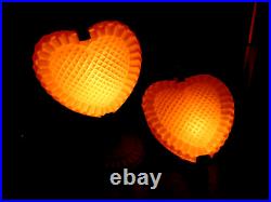 Vintage Art Deco Heart Shaped Lamp Set Boudoir Table & Bed Lamp By Af. Kingsberg