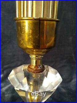 Vintage Art Deco Hollywood Regency Waterfall Crystal Tamp Lamp withTeardrop Prisms