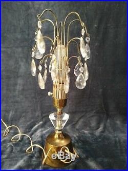 Vintage Art Deco Hollywood Regency Waterfall Crystal Tamp Lamp withTeardrop Prisms