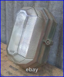 Vintage Art Deco Industrial Wardle Prismalux Bunker Wall Lamp Bulkhead Light
