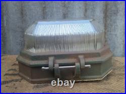 Vintage Art Deco Industrial Wardle Prismalux Bunker Wall Lamp Bulkhead Light