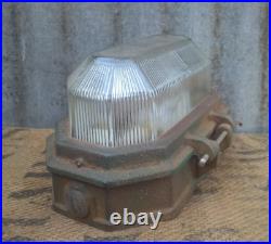 Vintage Art Deco Industrial Wardle Prismalux Bunker Wall Lamp Bulkhead Light