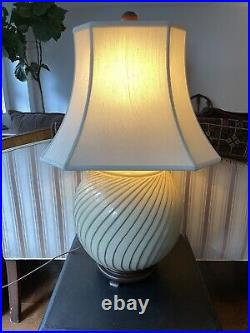 Vintage Art Deco Italian ceramic swirl globe table lamp