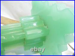 Vintage Art Deco Jade Green Boudoir Skyscraper Glass Lamp Table Light Tower