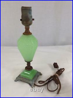 Vintage Art Deco Jadeite Green Glass Base Electrical Lamp