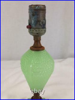Vintage Art Deco Jadeite Green Glass Base Electrical Lamp