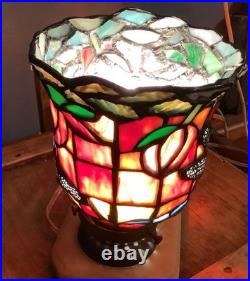 Vintage Art Deco Lamp Stained Glass, Nude Lady, Marble Base Works