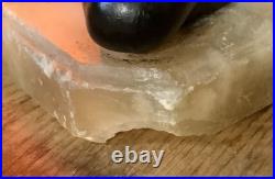 Vintage Art Deco Lamp Stained Glass, Nude Lady, Marble Base Works