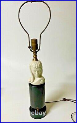 Vintage Art Deco Lamp Woman on Black Base MCM 28 Tall
