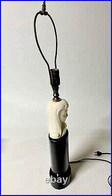 Vintage Art Deco Lamp Woman on Black Base MCM 28 Tall