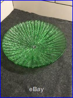 Vintage Art Deco Light Green Pressed Glass Lamp Shade 12-1/8 In Diameter #51