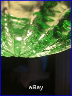 Vintage Art Deco Light Green Pressed Glass Lamp Shade 12-1/8 In Diameter #51