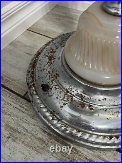 Vintage Art Deco Lighted Slag Glass 30's 40's Cigar Smoking Stand Lamp Ashtray