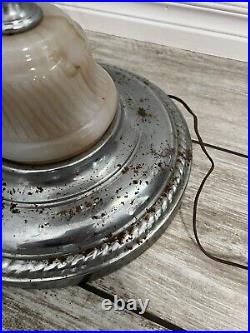 Vintage Art Deco Lighted Slag Glass 30's 40's Cigar Smoking Stand Lamp Ashtray