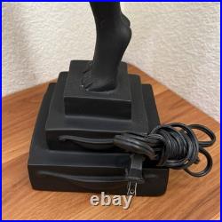 Vintage Art Deco MCM Black Nude Lady Erotica Sculpture Globe 28 Table Lamp 9lbs