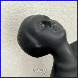 Vintage Art Deco MCM Black Nude Lady Erotica Sculpture Globe 28 Table Lamp 9lbs
