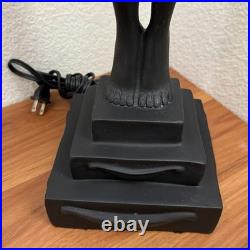 Vintage Art Deco MCM Black Nude Lady Erotica Sculpture Globe 28 Table Lamp 9lbs