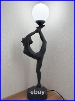 Vintage Art Deco MCM Black Nude Lady Erotica Sculpture Globe 32 Table Lamp 8lbs