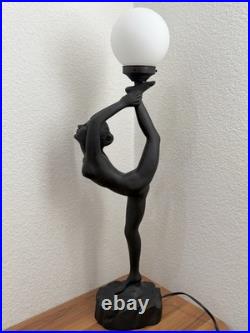 Vintage Art Deco MCM Black Nude Lady Erotica Sculpture Globe 32 Table Lamp 8lbs