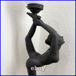 Vintage Art Deco MCM Black Nude Lady Erotica Sculpture Globe 32 Table Lamp 8lbs